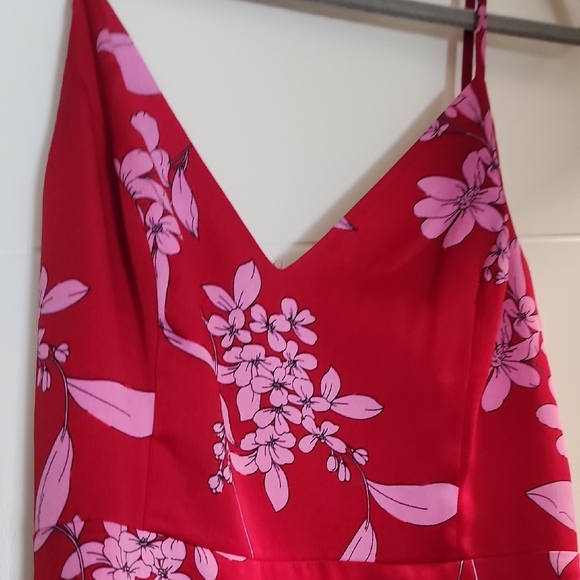 Red Floral Spaghetti Strap Romper - Picture 3 of 4